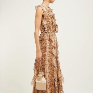 DVF Womens Lacey Silk Maxi Wrap Dress in Python Kola | Size 6